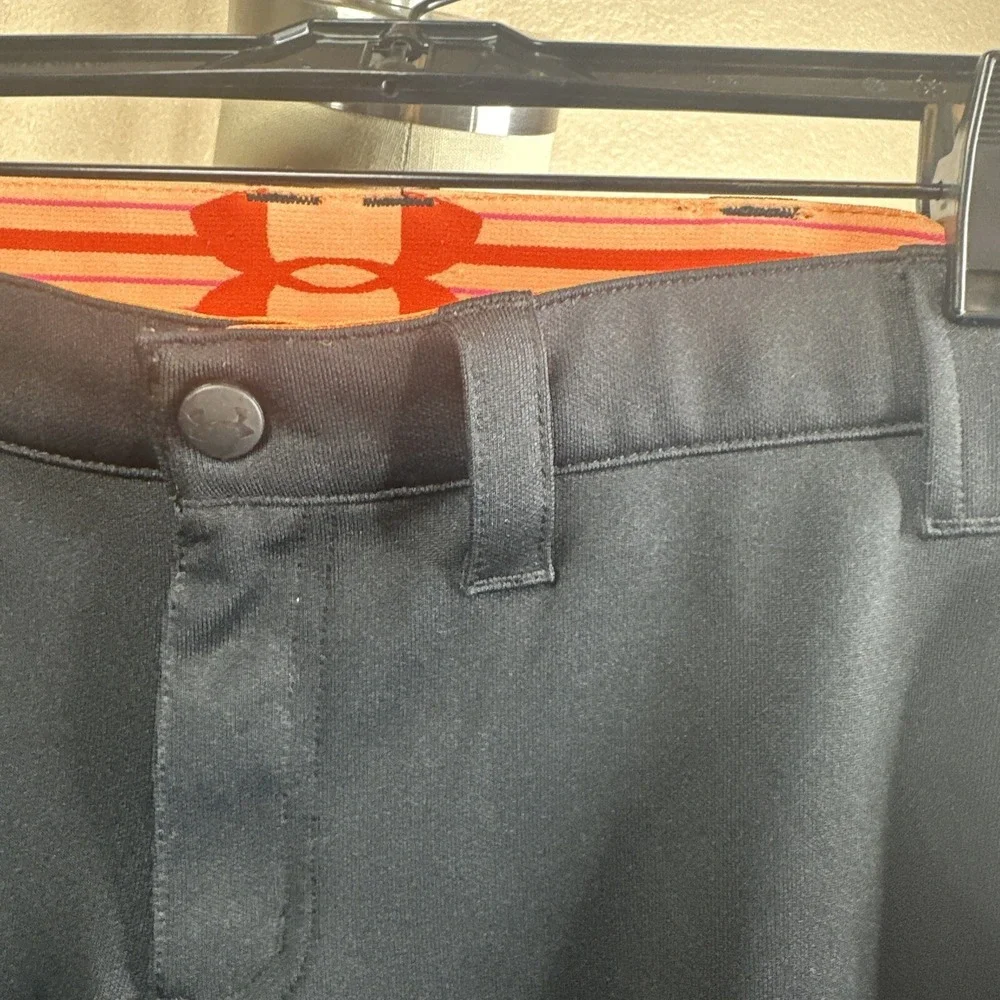 Under Armour Baseball Pants Adult Small Black Fitted Belt Loops Uniform Mens